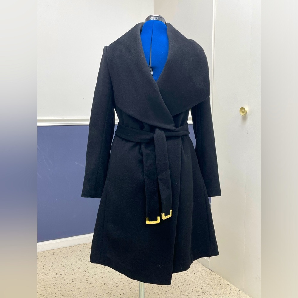 DVF Harlow Drape Collar Wrap Wool Coat size 8